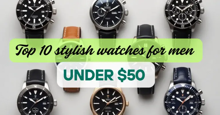 Top 10 stylish men's watches under 50$ available on Amazon – assorted wristwatches with leather straps and sleek designs